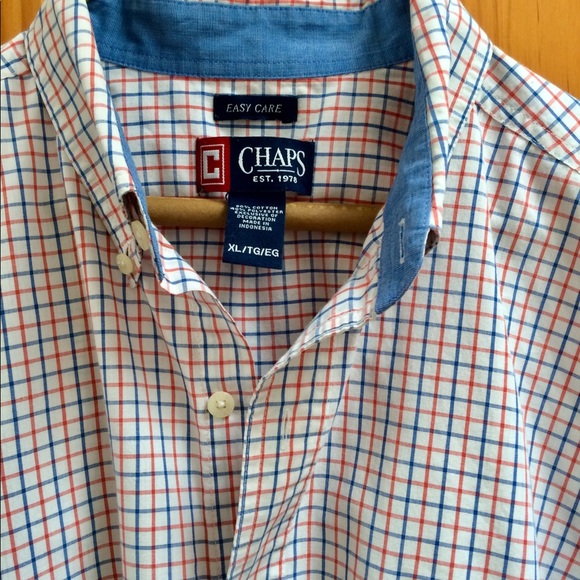 CHAPS Plaid Blue & Red Button Down Shirt! - Picture 4 of 5